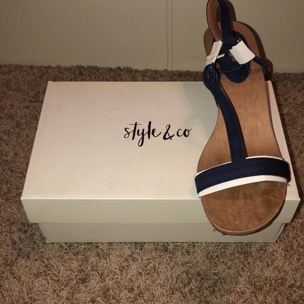 Style & Co blue jean color wedges- indigo